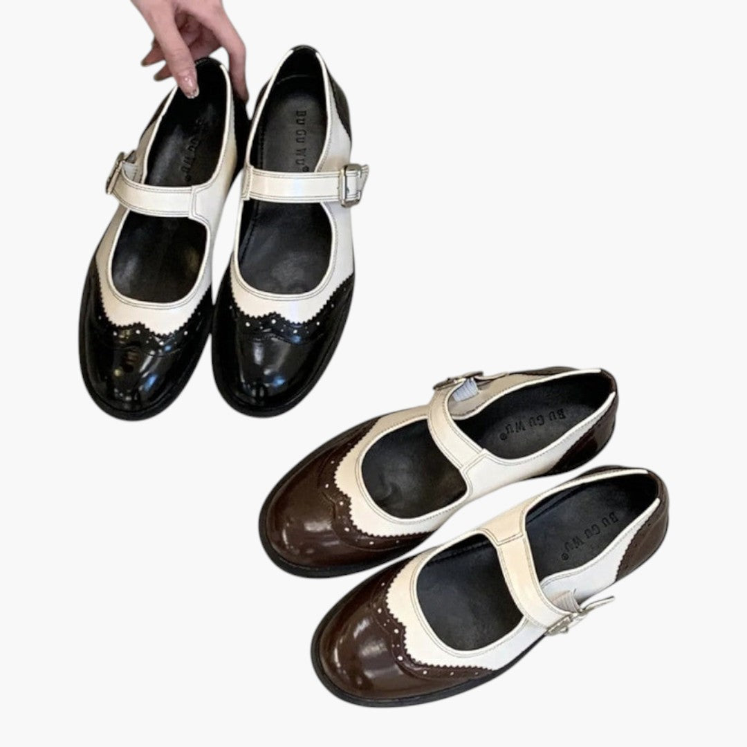 Damen Schuhe Mary Jane mit Riemchen und Brogue Niedriger Absatz