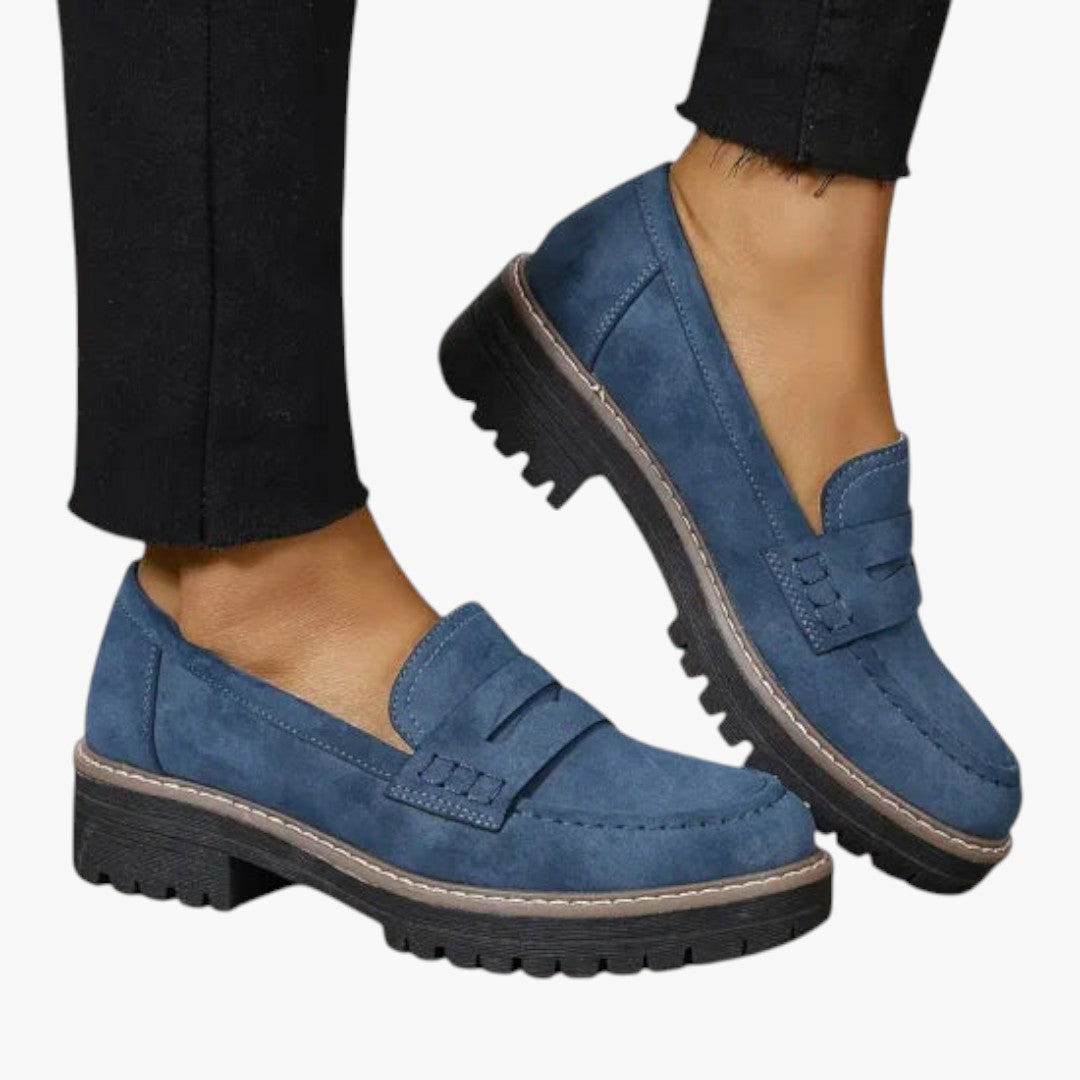Femmes Mocassins en Suède a Semelle Antidérapante et Design Slip-On