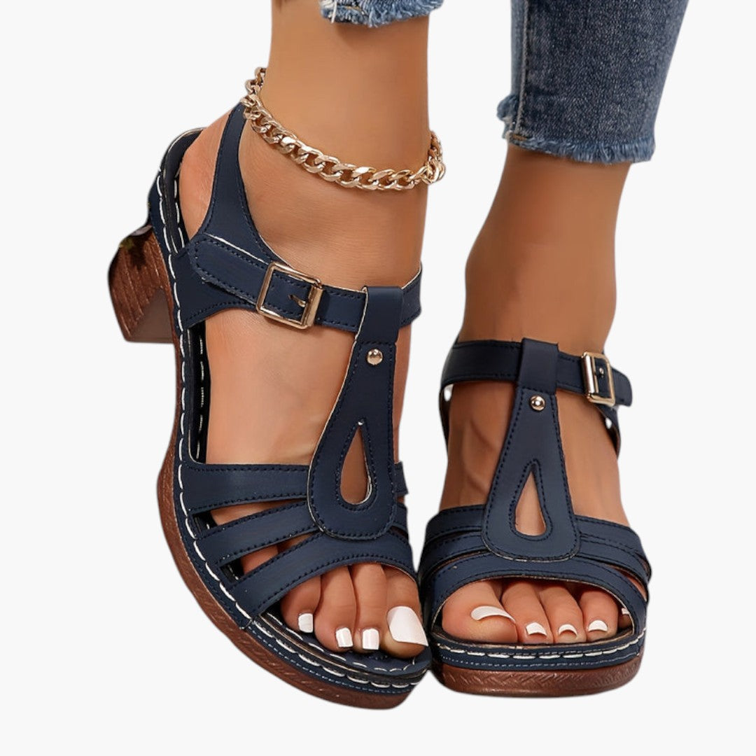 Damen Sandalen mit gepolsterter Sohle und Blockabsatz