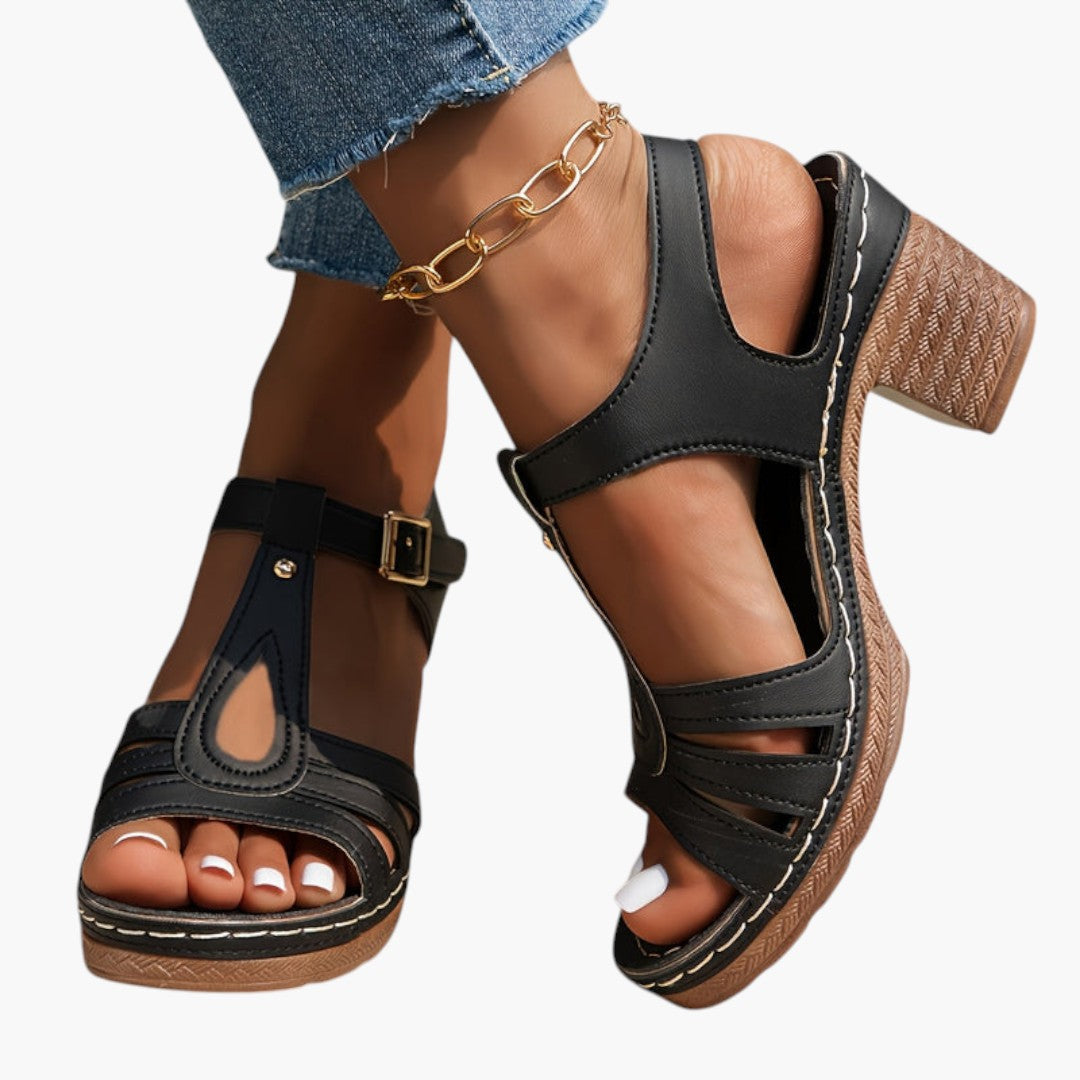 Damen Sandalen mit gepolsterter Sohle und Blockabsatz