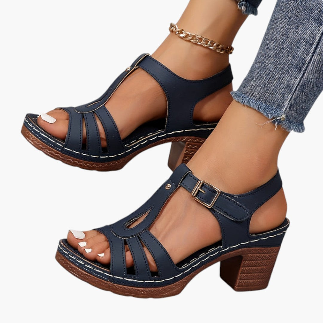 Damen Sandalen mit gepolsterter Sohle und Blockabsatz