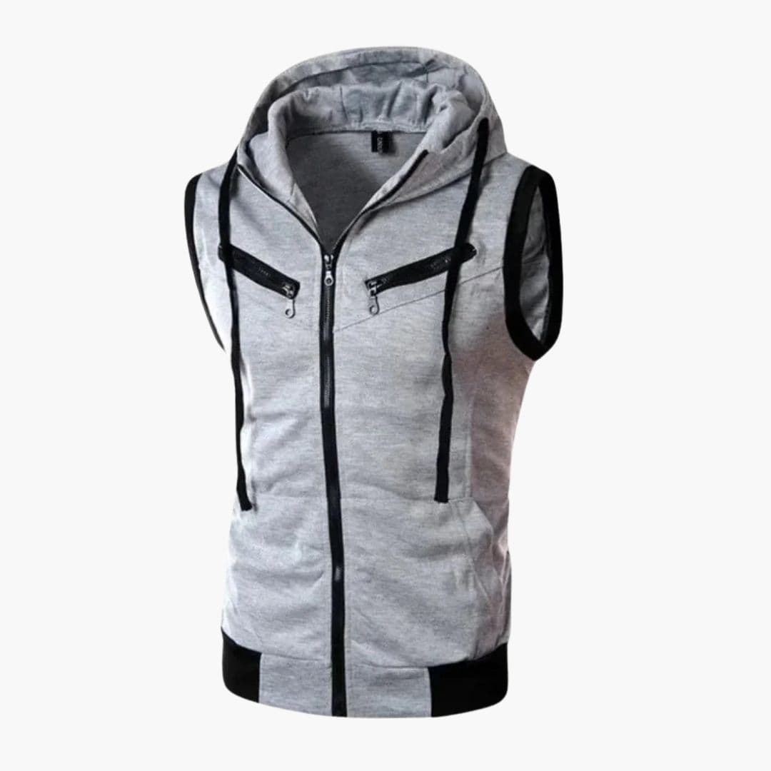 Gilet Homme Sans Manches à Capuche avec Zip
