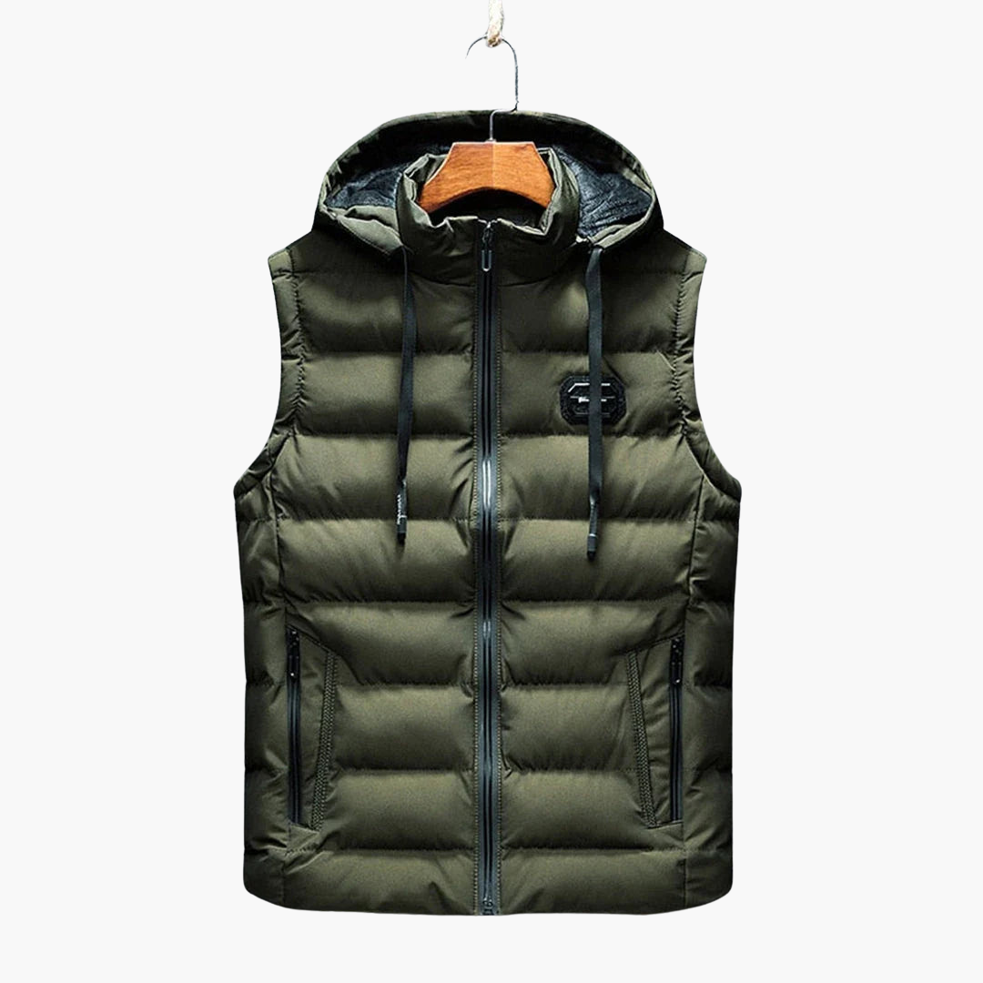 Gilet sans manches pour homme avec capuche et fermeture éclair