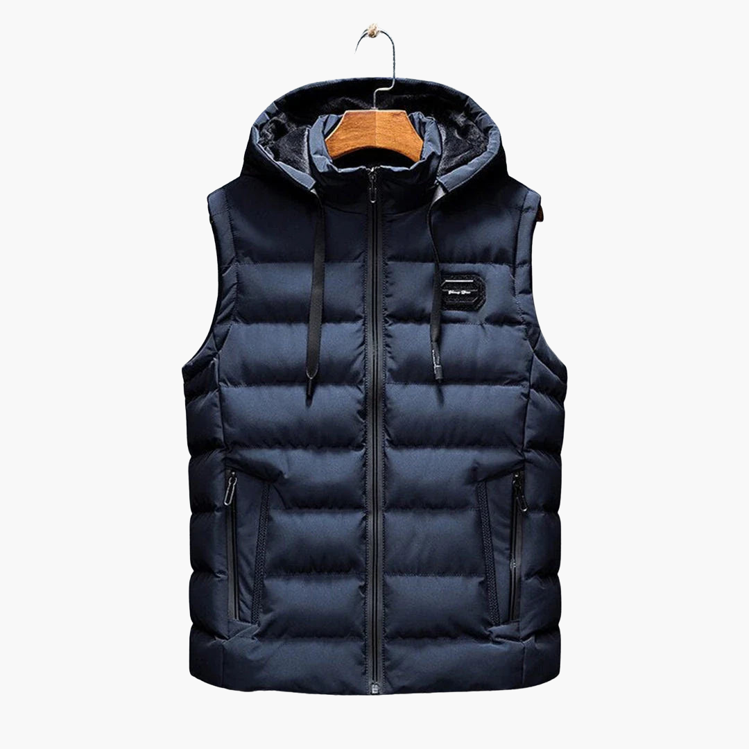 Gilet sans manches pour homme avec capuche et fermeture éclair