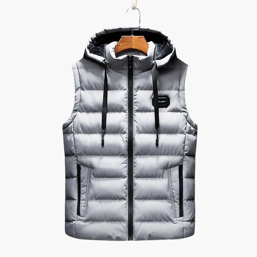 Gilet sans manches pour homme avec capuche et fermeture éclair