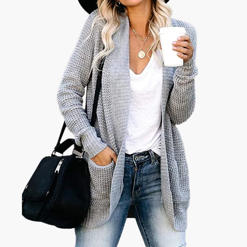 Cardigan ouvert en maille avec poches pour femme