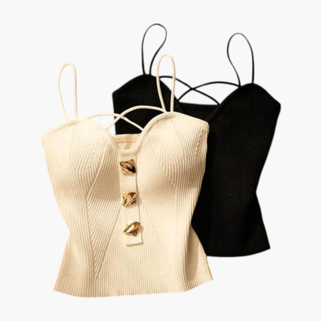 Haut Corset Femme avec Surface Côtelée et Bretelles Ajustables