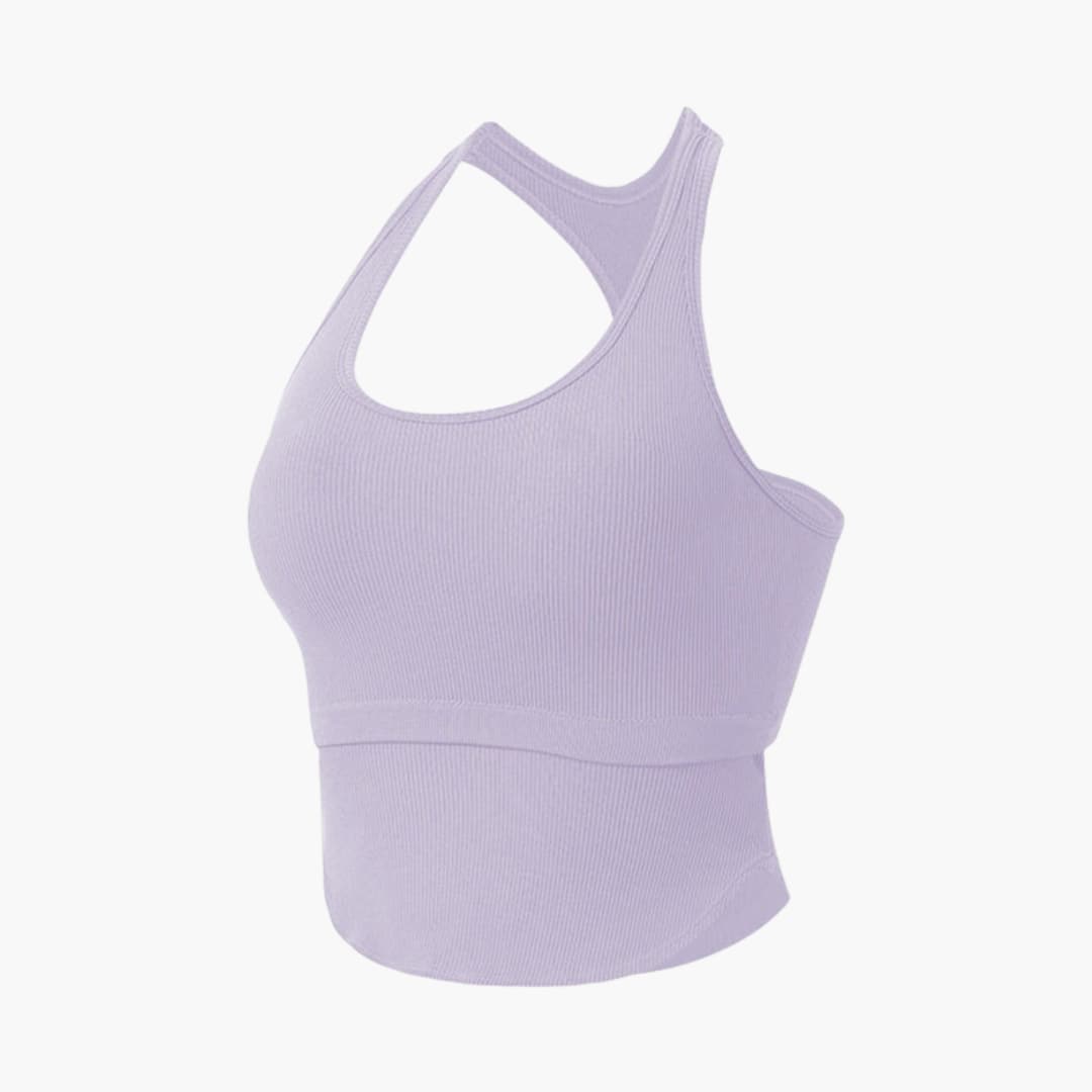 Haut de sport femme sans manches à coupe ajustée et encolure ronde
