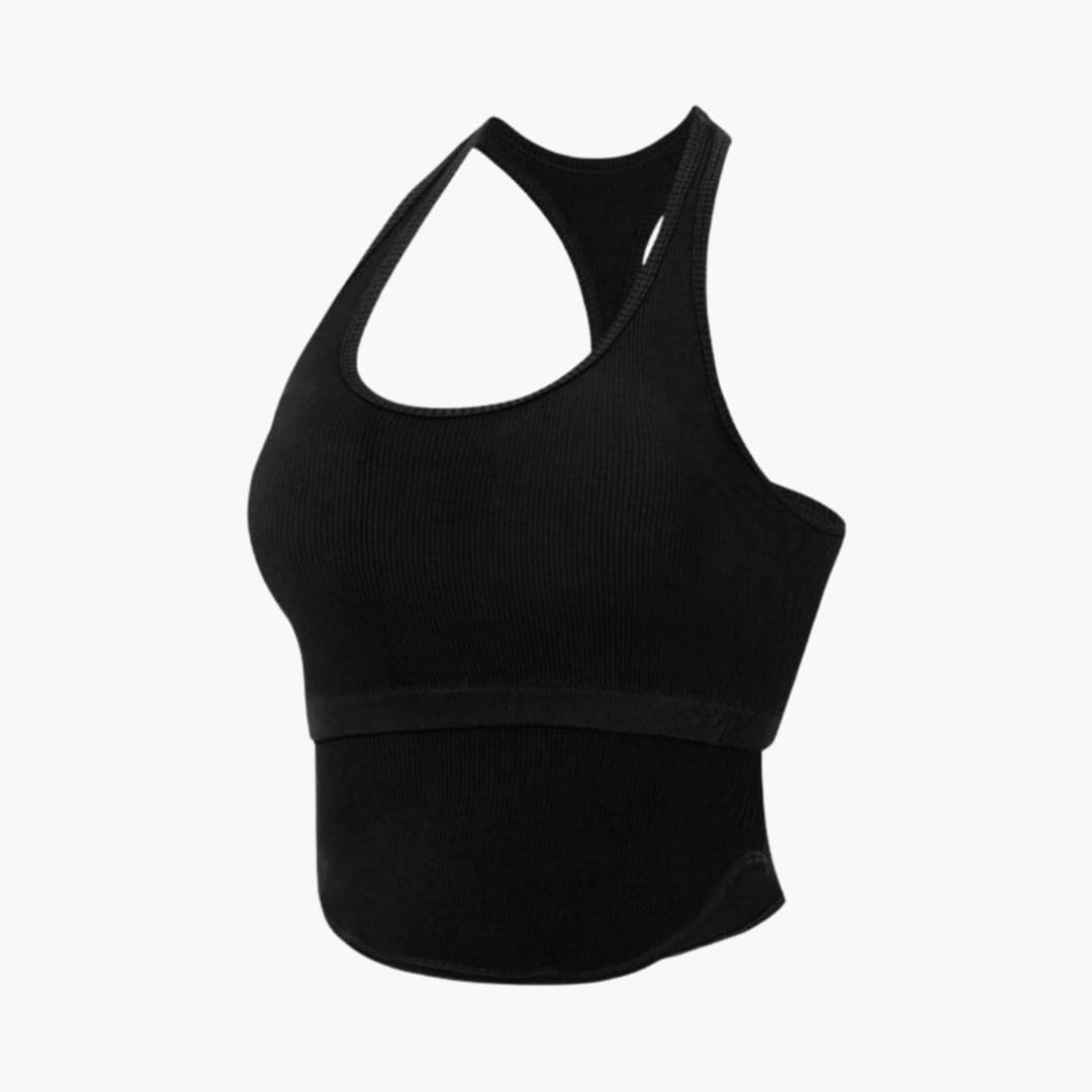 Haut de sport femme sans manches à coupe ajustée et encolure ronde