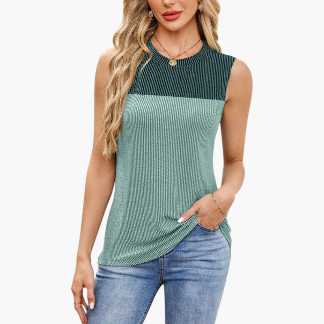 Sleeveless top for women with ribbed surface