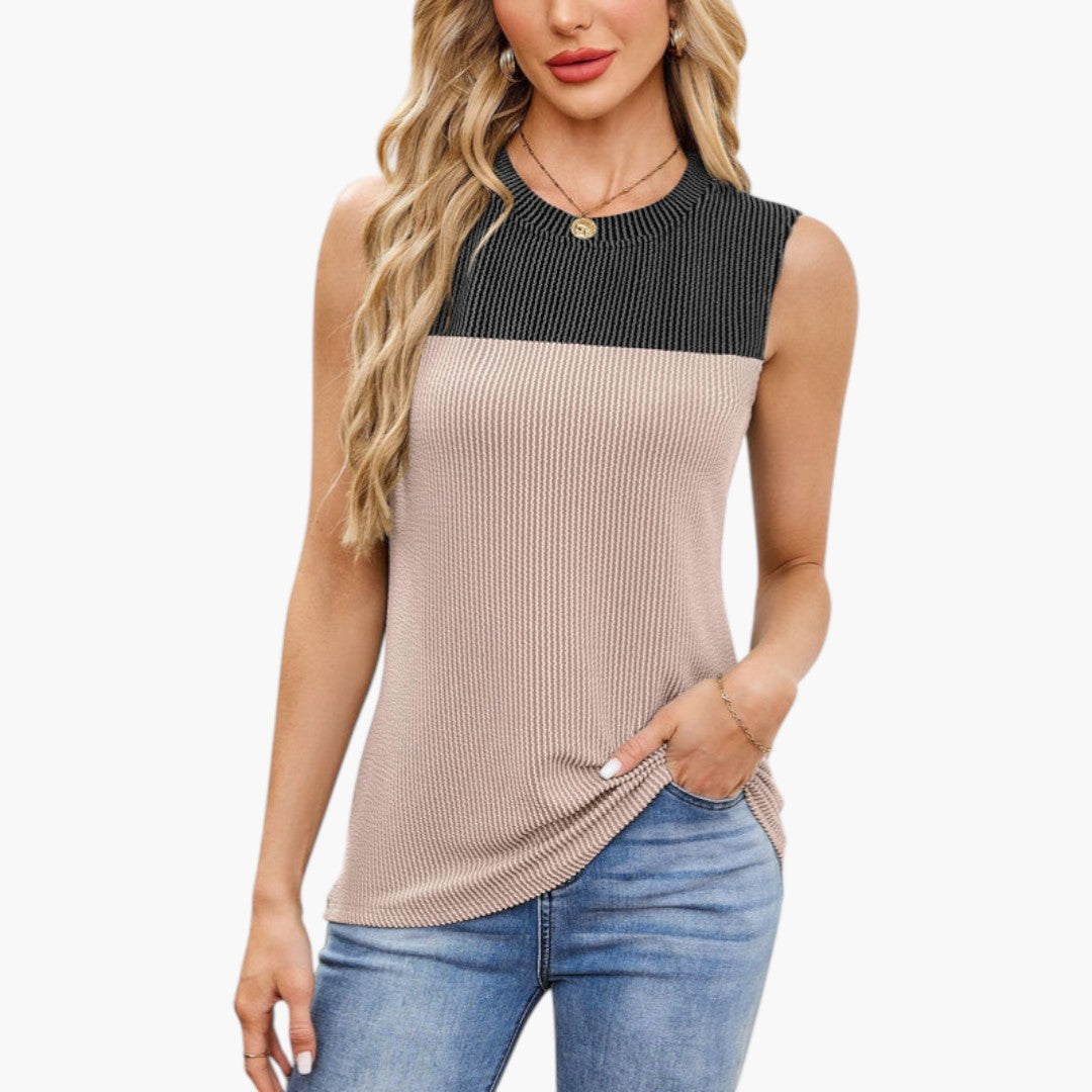 Sleeveless top for women with ribbed surface