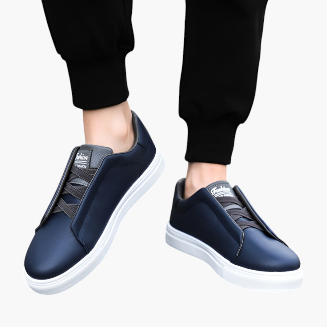 Męskie skórzane sneakersy z sznurowaniem i teksturowaną podeszwą