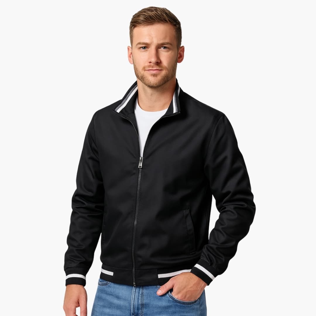 Bomber para hombre con cuello a rayas y cierre de cremallera
