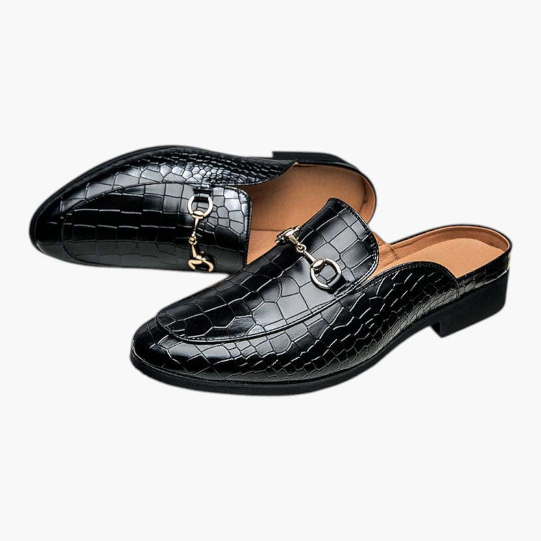 Herren Leder-Mokassins mit Krokodilmuster und Schlupfdesign