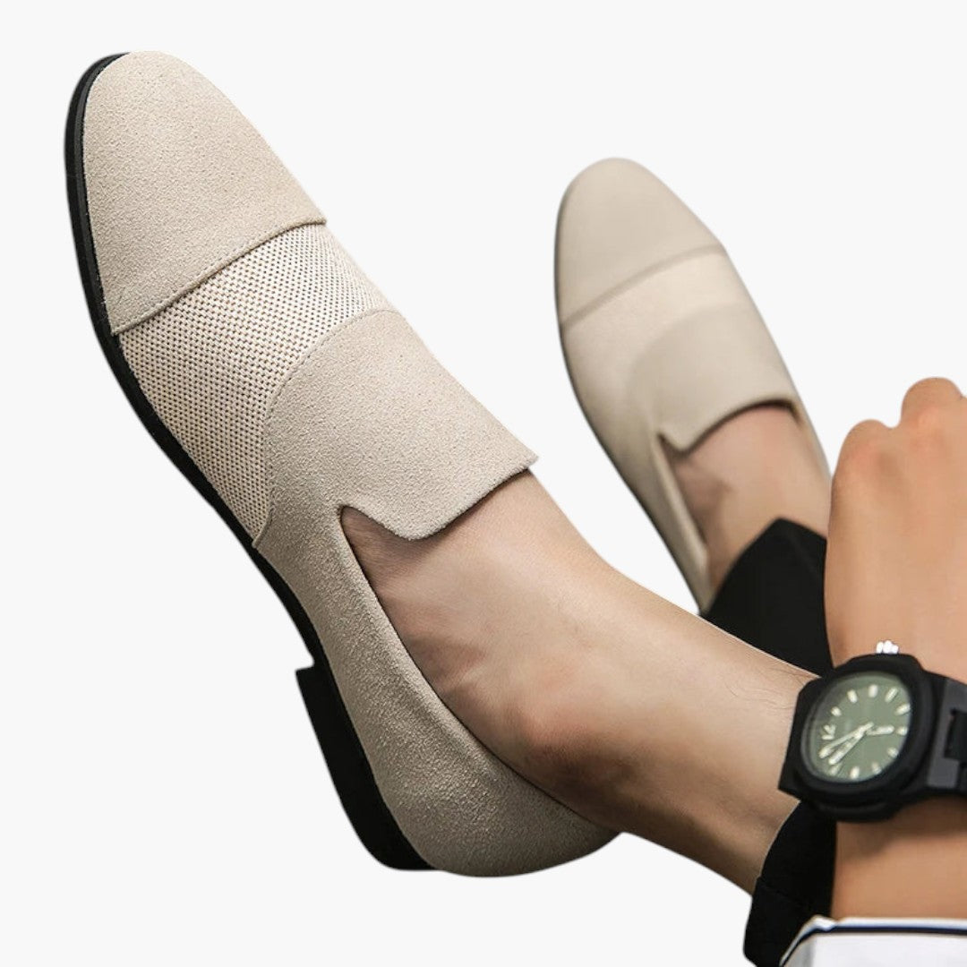 Homme Mocassins en Cuir avec Surface Givrée et Semelle Plate
