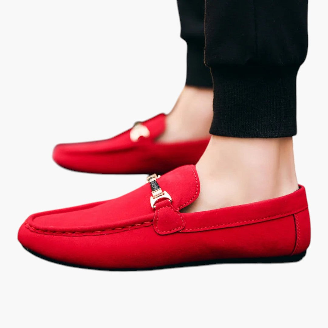 Homme Mocassins en Suède avec Enfilage et Semelle Texturée