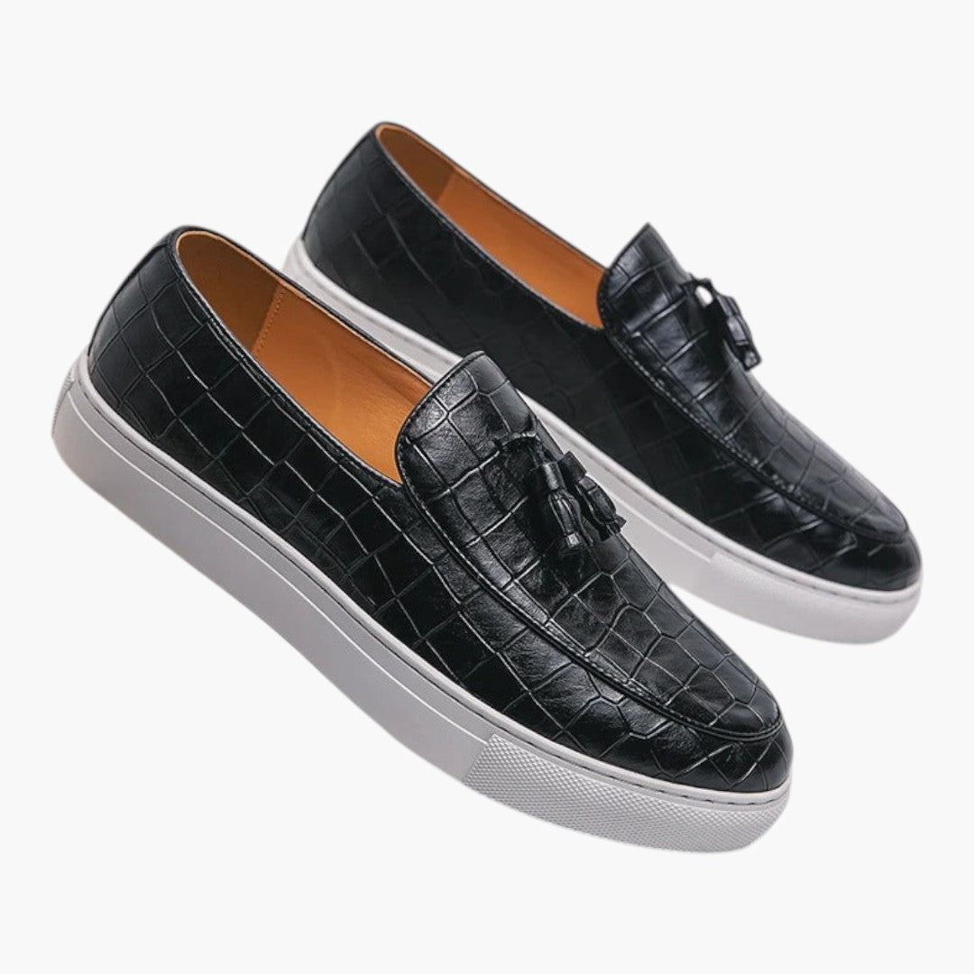 Homme Mocassins en cuir avec design sans lacets et semelle texturée