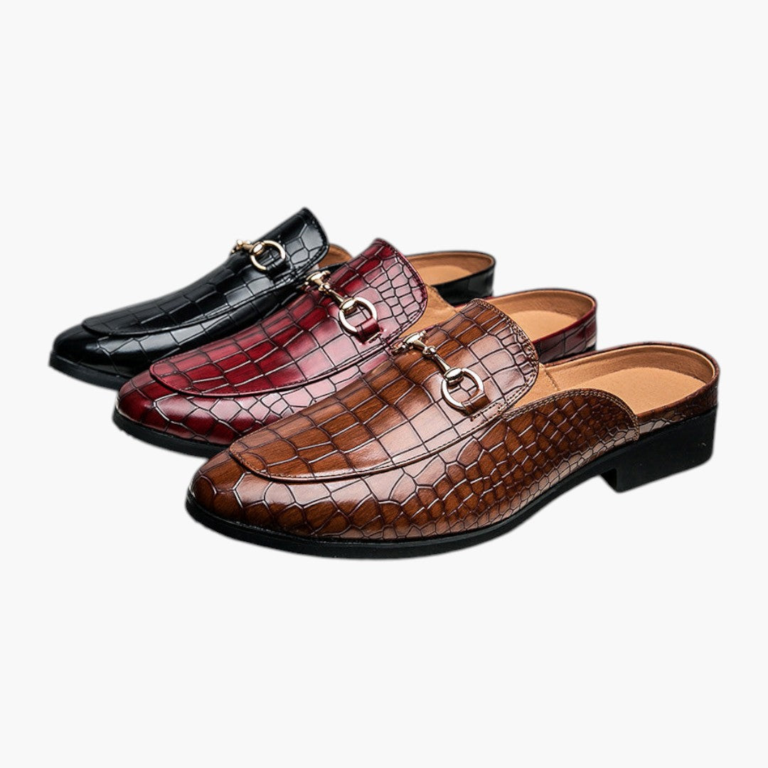Herrmoccasiner med krokodilmönster och enkel påtagning