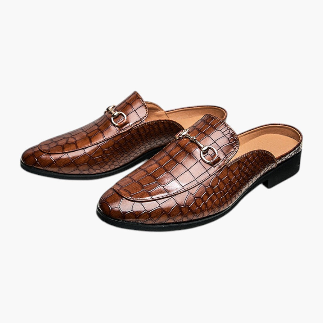 Herrmoccasiner med krokodilmönster och enkel påtagning
