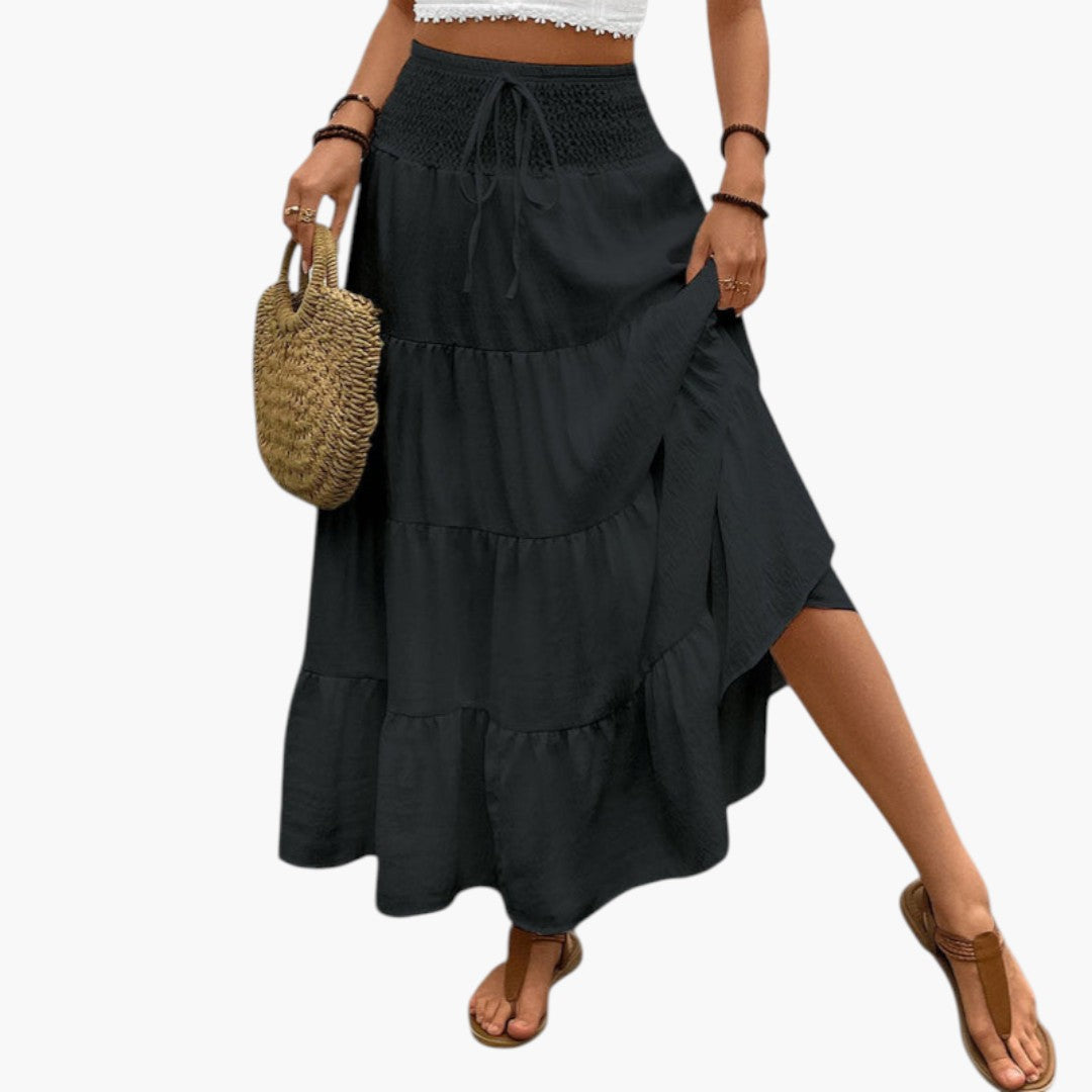 Jupe Maxi Femme avec Cordon de Serrage et Design à Volants