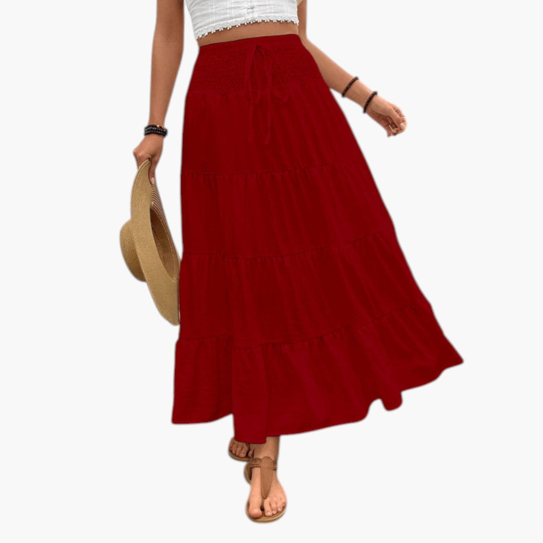 Jupe Maxi Femme avec Cordon de Serrage et Design à Volants