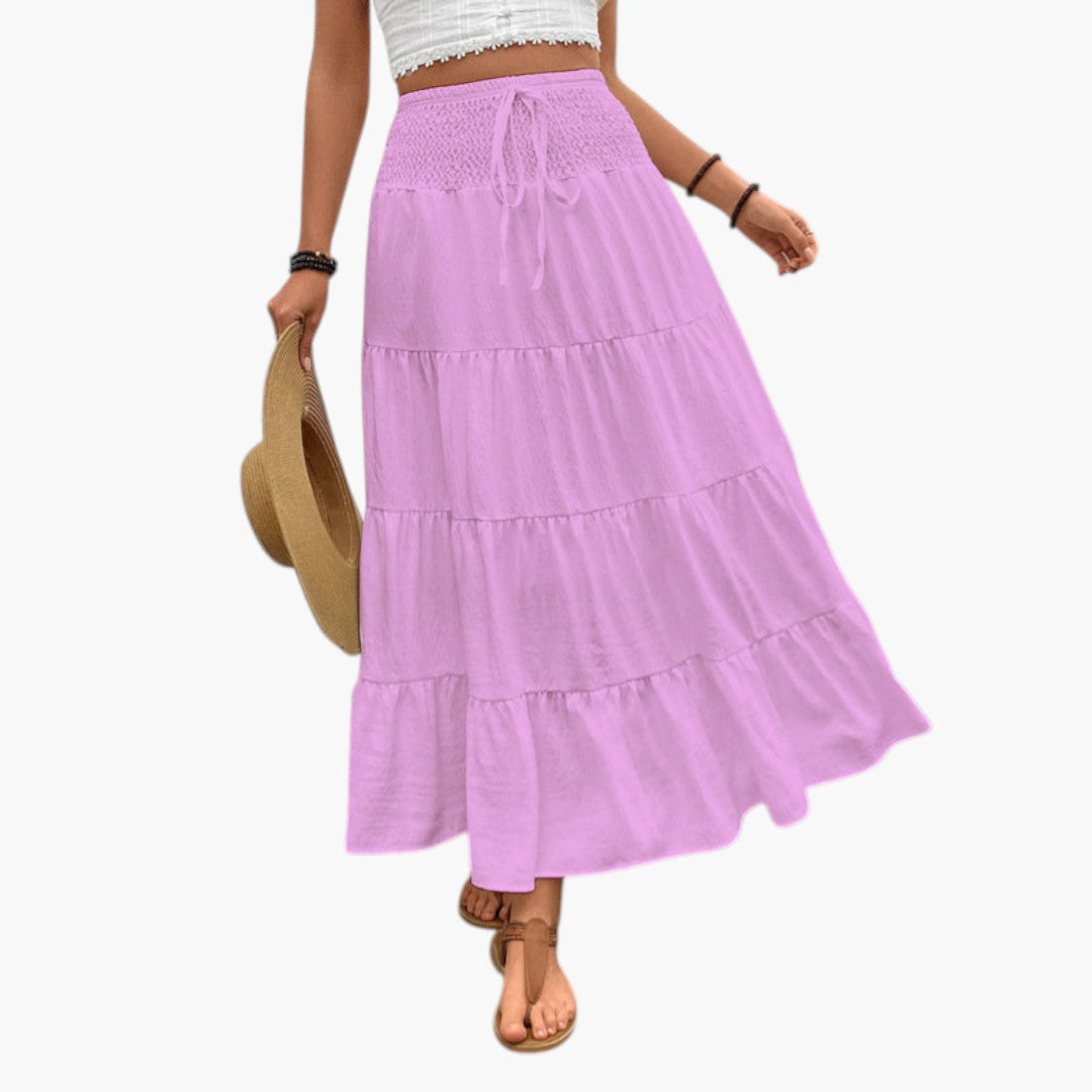 Jupe Maxi Femme avec Cordon de Serrage et Design à Volants