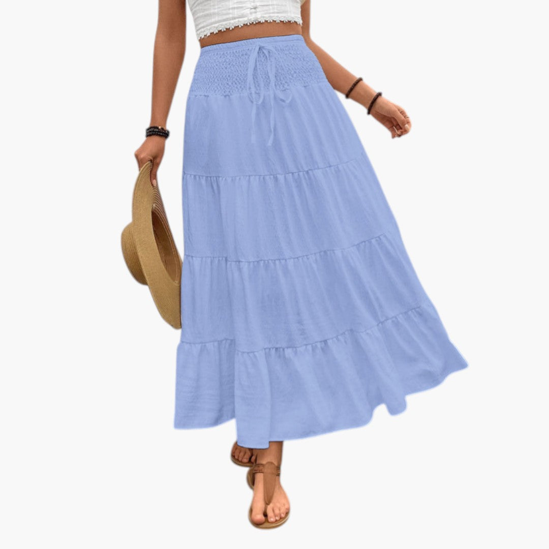 Jupe Maxi Femme avec Cordon de Serrage et Design à Volants