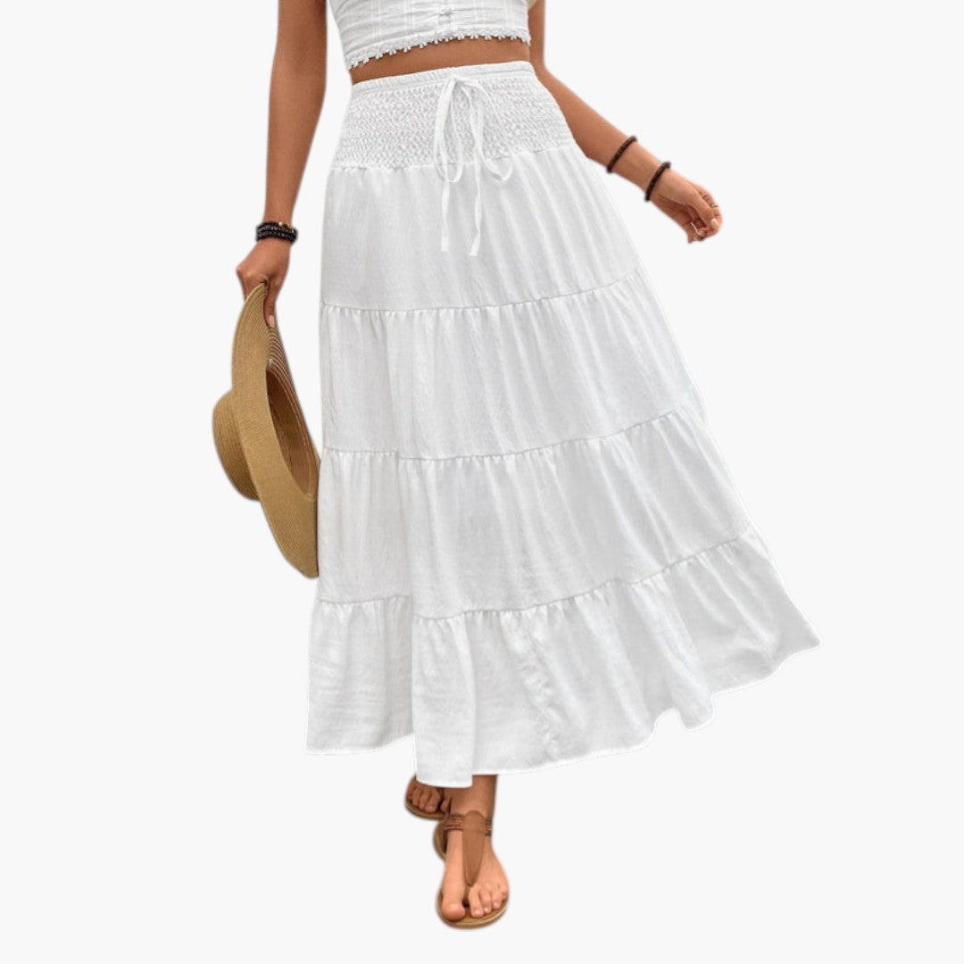 Jupe Maxi Femme avec Cordon de Serrage et Design à Volants