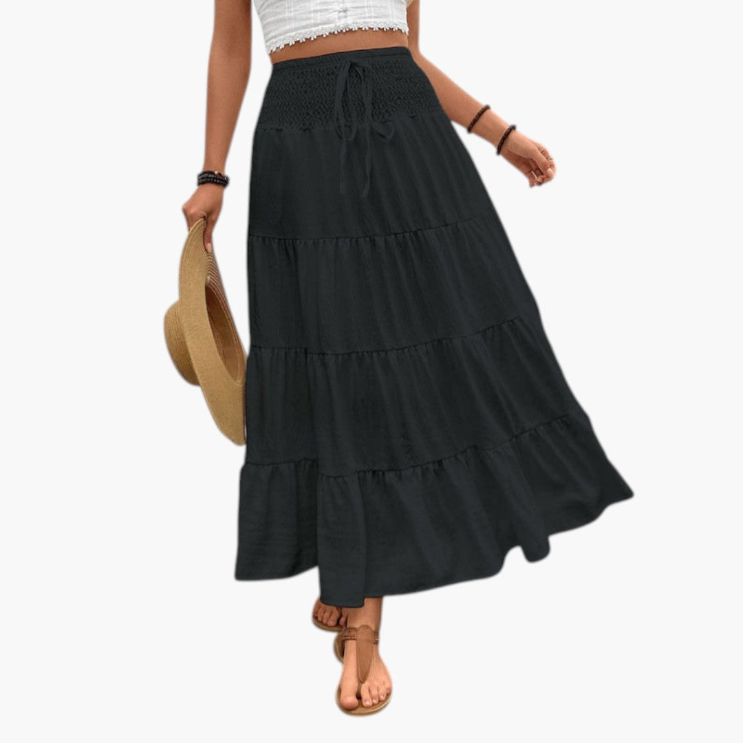 Jupe Maxi Femme avec Cordon de Serrage et Design à Volants