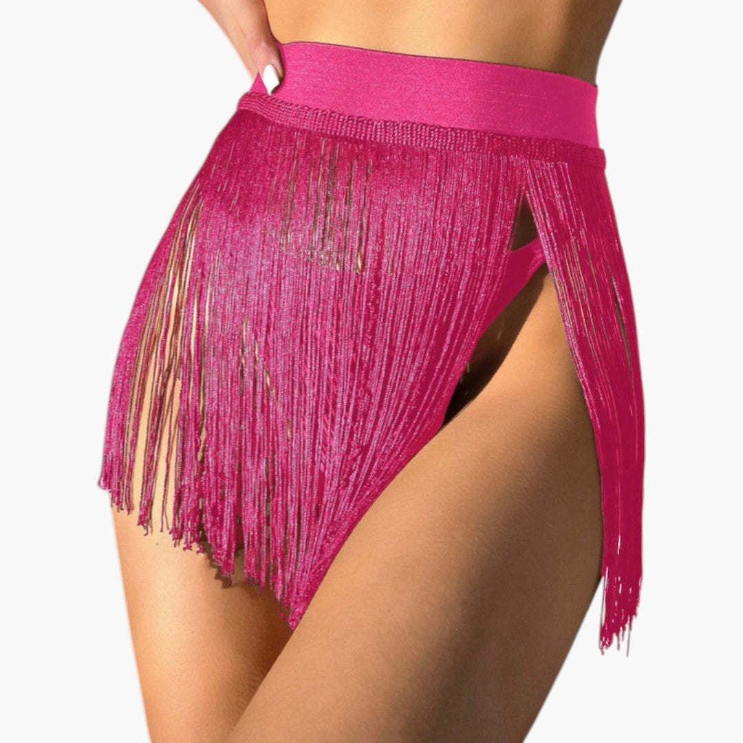 Gonna bikini donna con frange e vita elastica