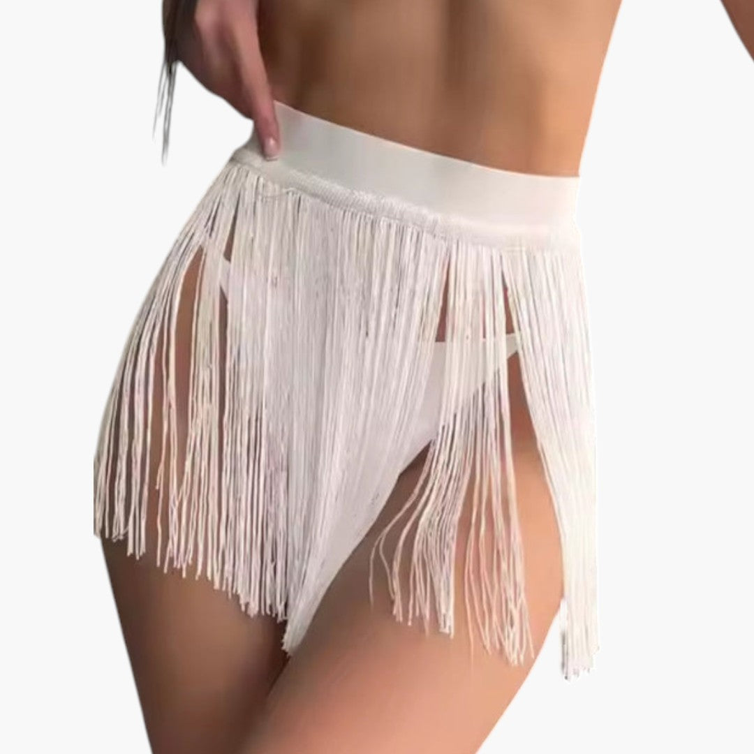 Gonna bikini donna con frange e vita elastica