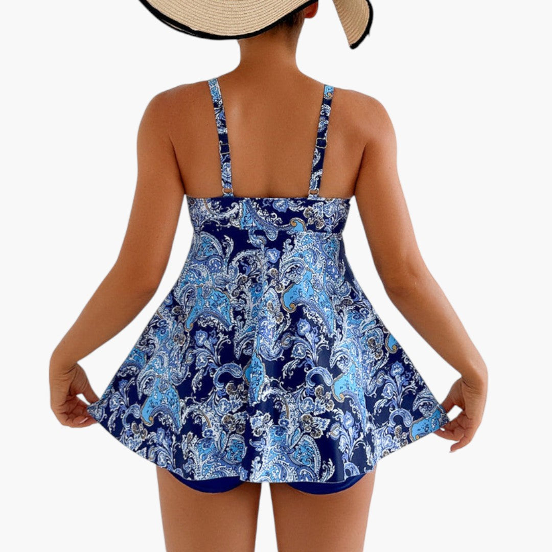 Printed women's bikini skirt with adjustable straps
