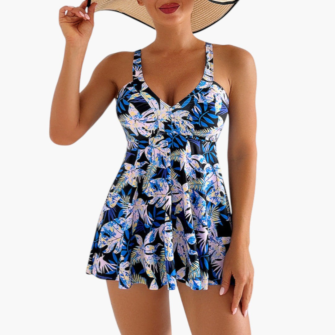 Printed women's bikini skirt with adjustable straps