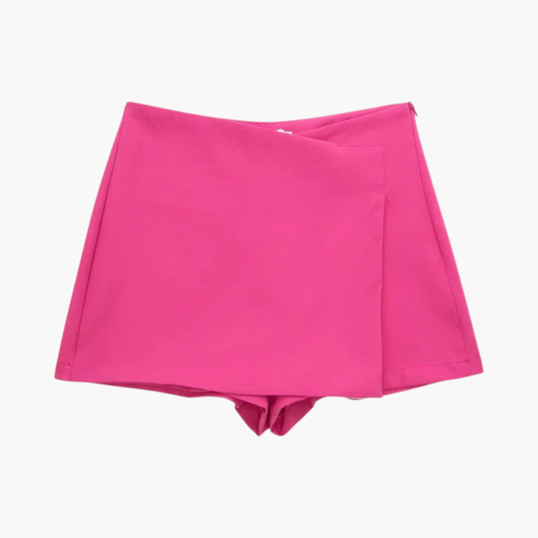 Jupe short femme avec devant croisé et short intérieur