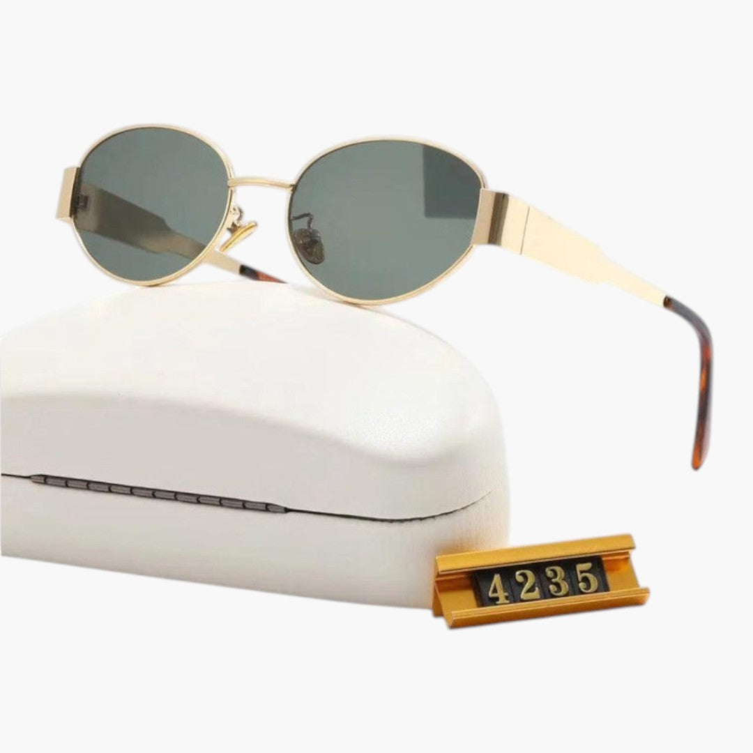 Damen-Sonnenbrille mit ovalen Gläsern und Metallfassung
