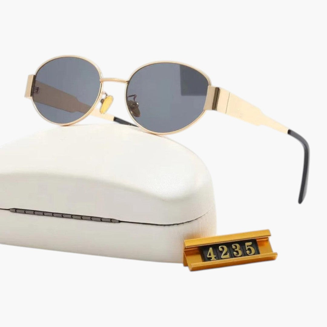 Damen-Sonnenbrille mit ovalen Gläsern und Metallfassung