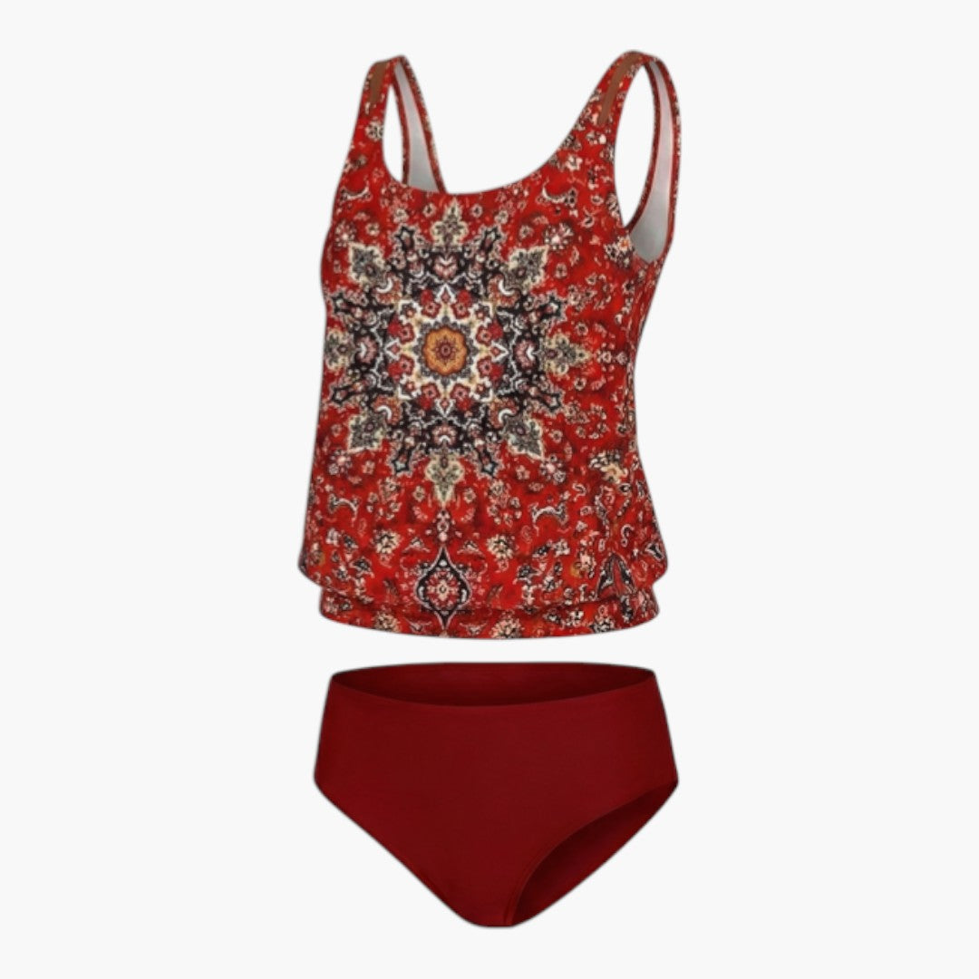 Damski tankini z nadrukiem, górna część bez rękawów