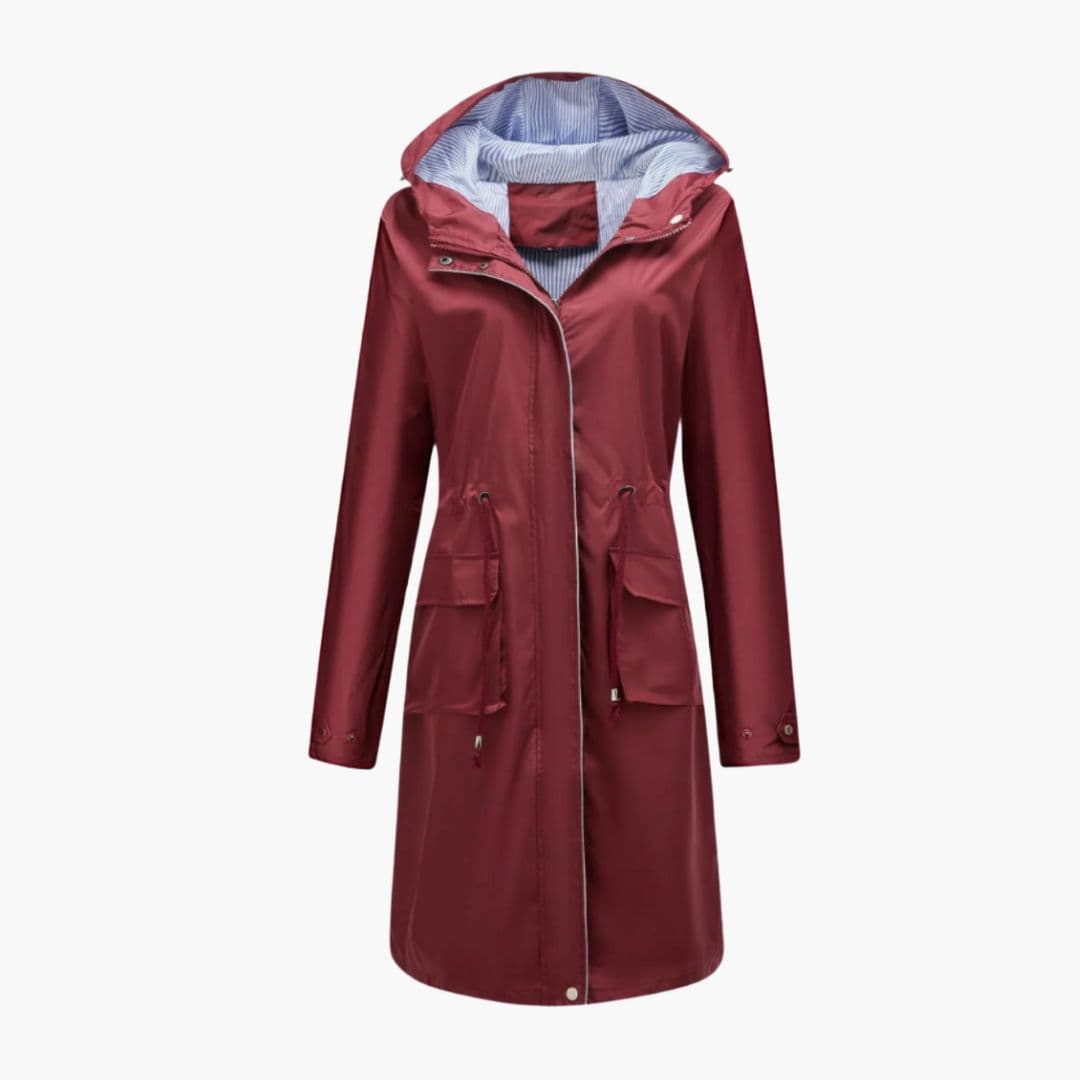 Abrigo para mujer con capucha y cintura ajustable