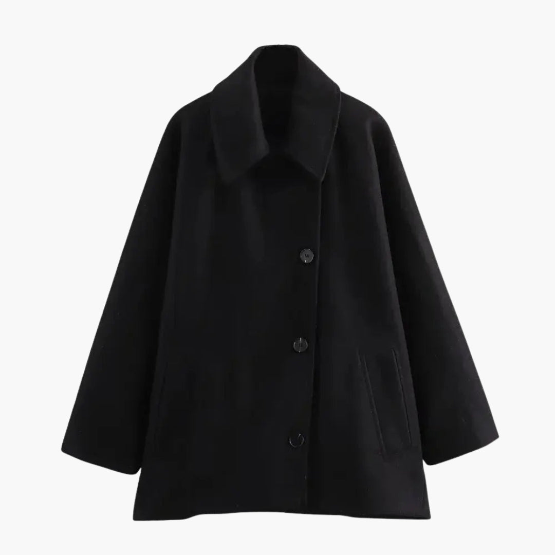 Manteau court femme avec col à revers et manches larges