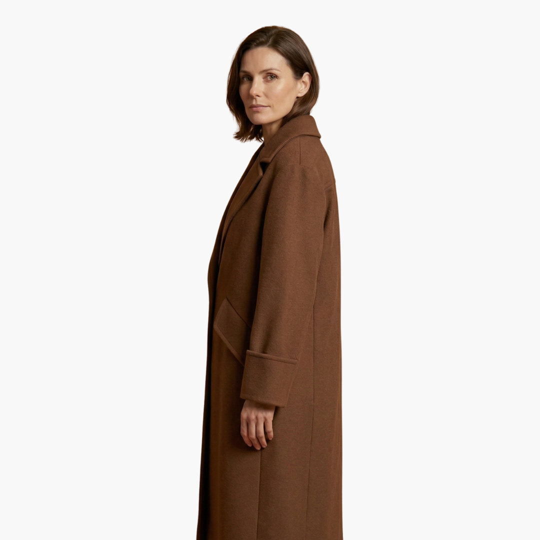 Manteau long pour femme avec col à revers et fermeture à boutons