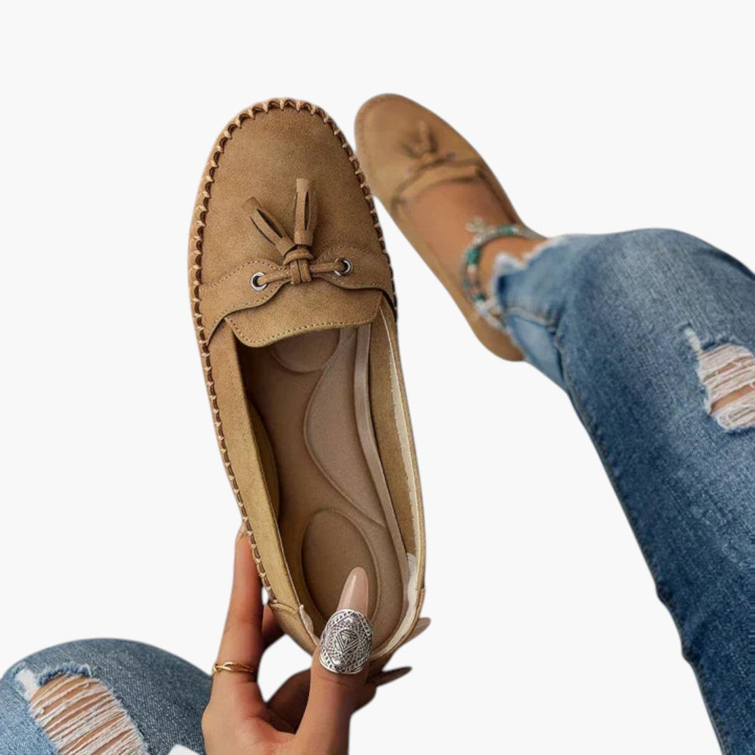 Mocassins Femme en Daim avec Nœud et Semelle Plate