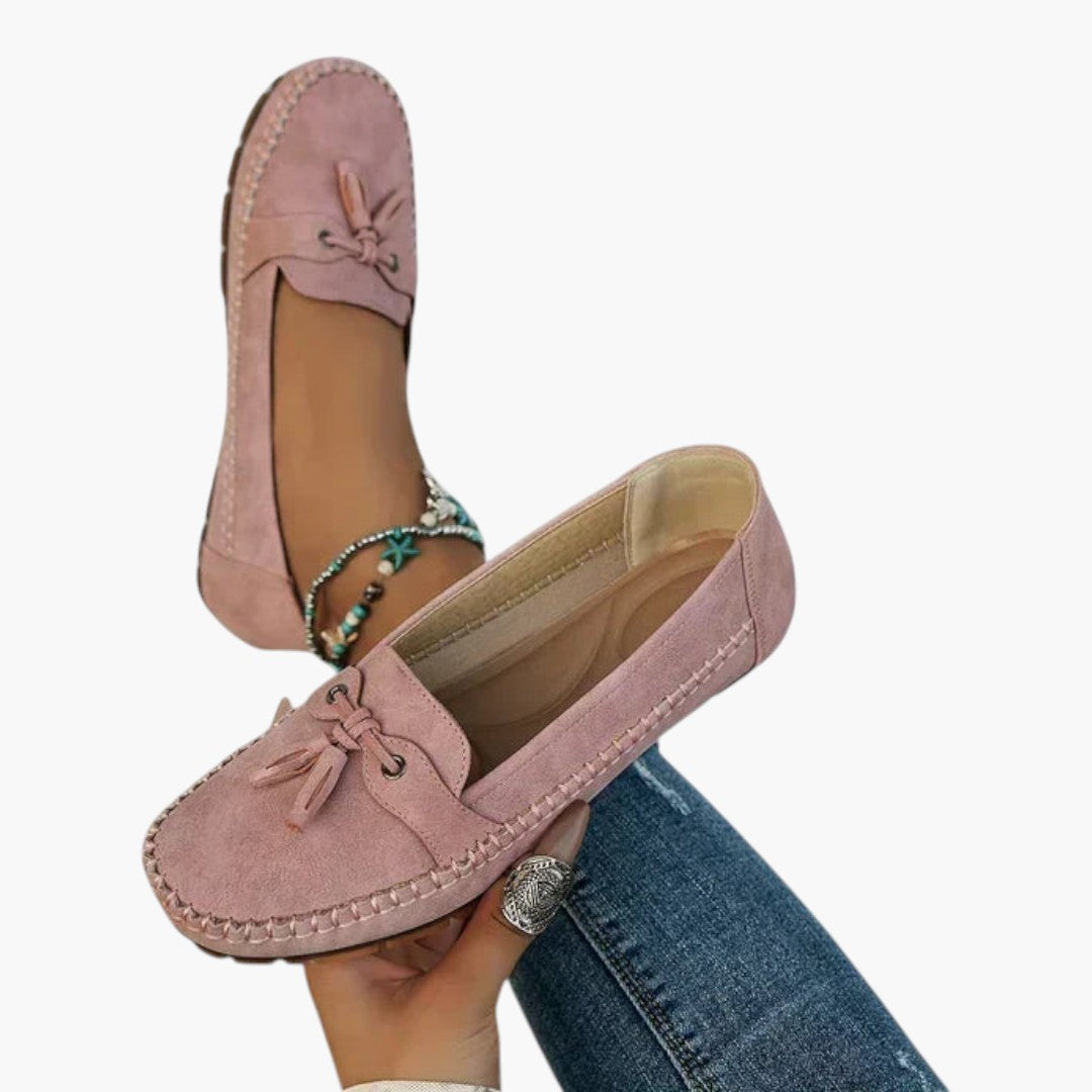 Mocassins Femme en Daim avec Nœud et Semelle Plate