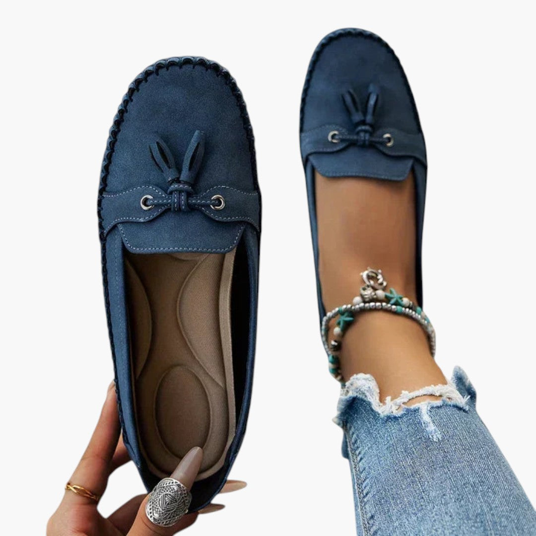 Mocassins Femme en Daim avec Nœud et Semelle Plate