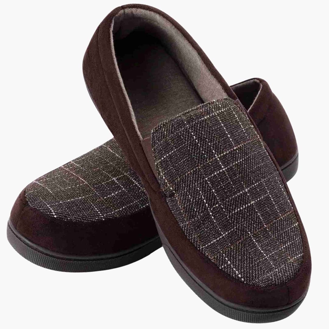 Mocassins homme à carreaux avec semelle antidérapante