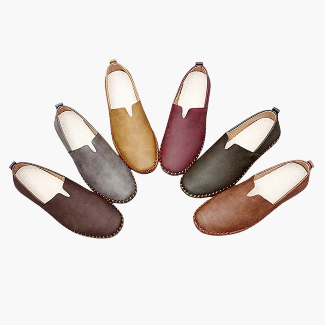 Herresko slip-on mokkasiner med syet sål