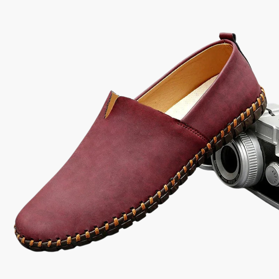 Herresko slip-on mokkasiner med syet sål