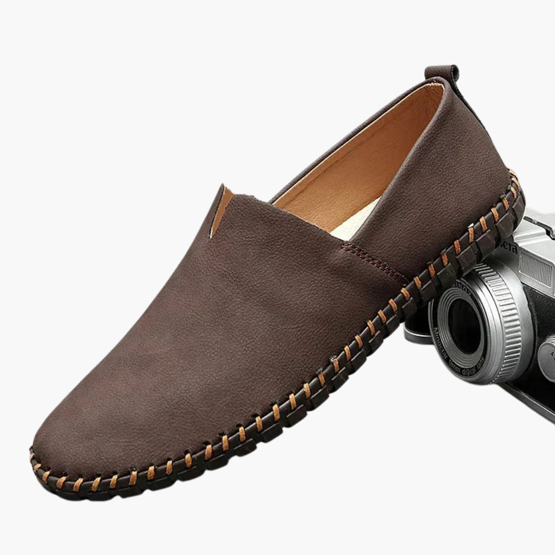 Herresko slip-on mokkasiner med syet sål