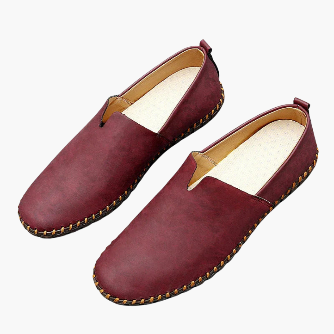 Herresko slip-on mokkasiner med syet sål