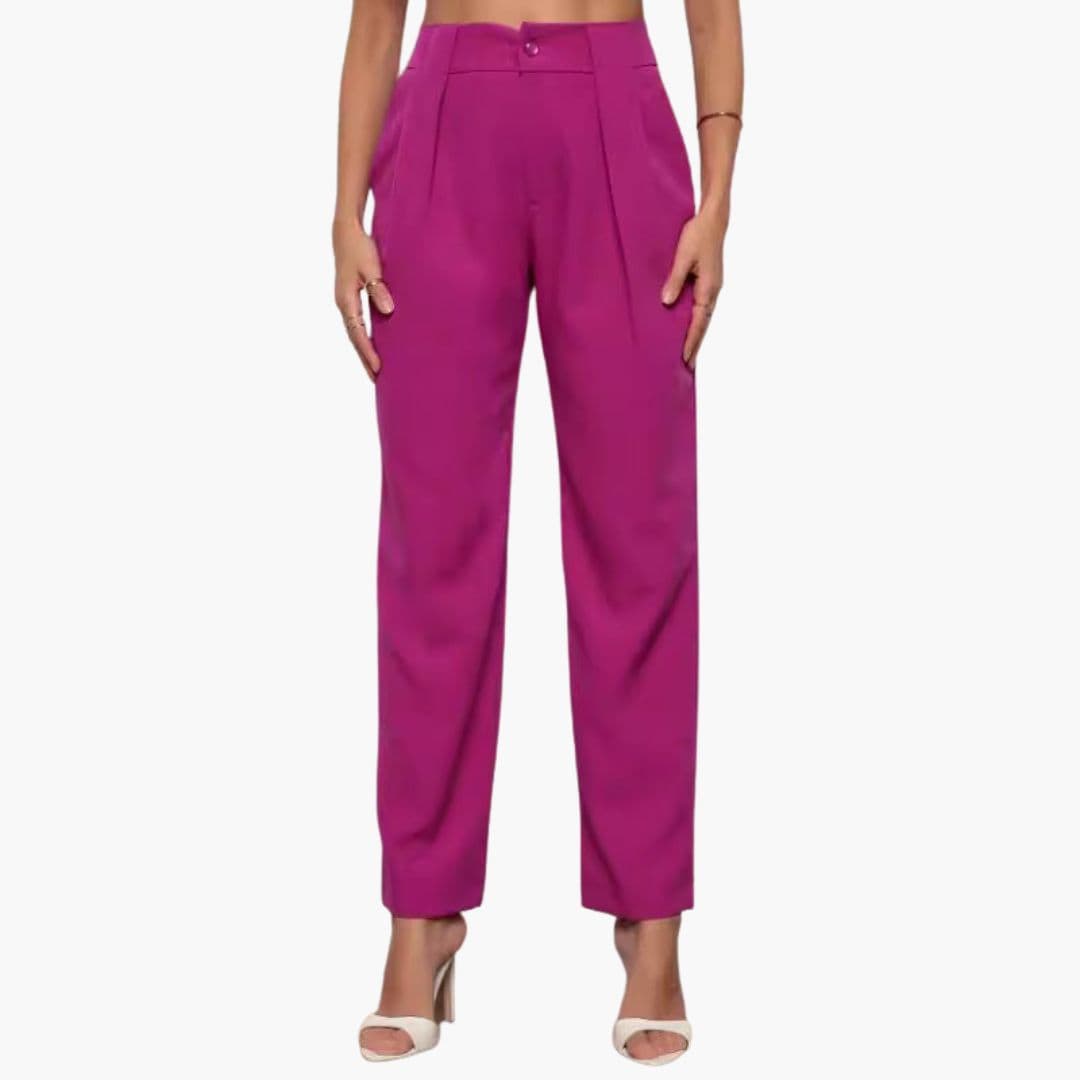 Damenhose mit hoher Taille und Falten vorne