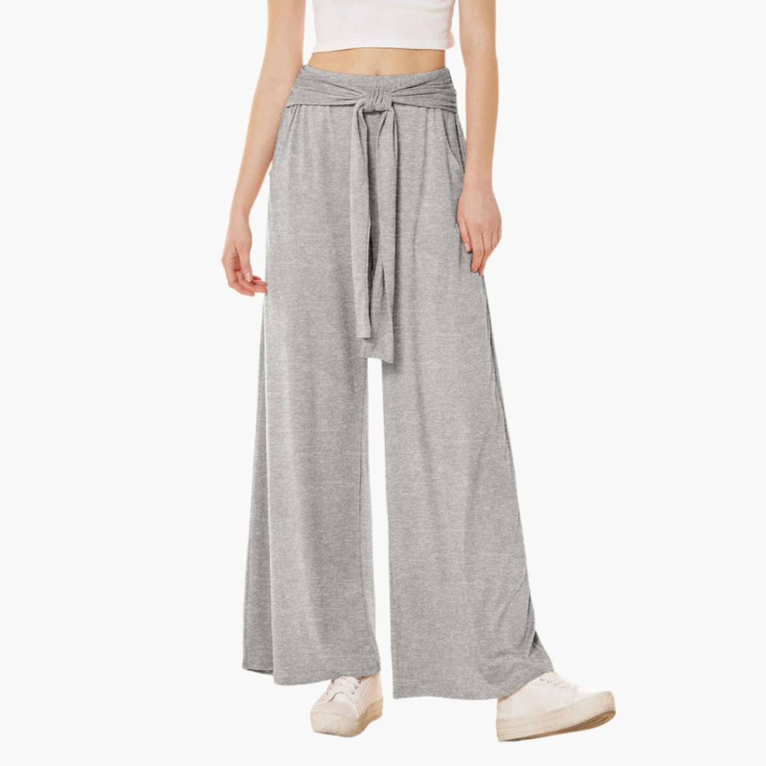 Damenhose mit Taillengürtel und weitem Bein